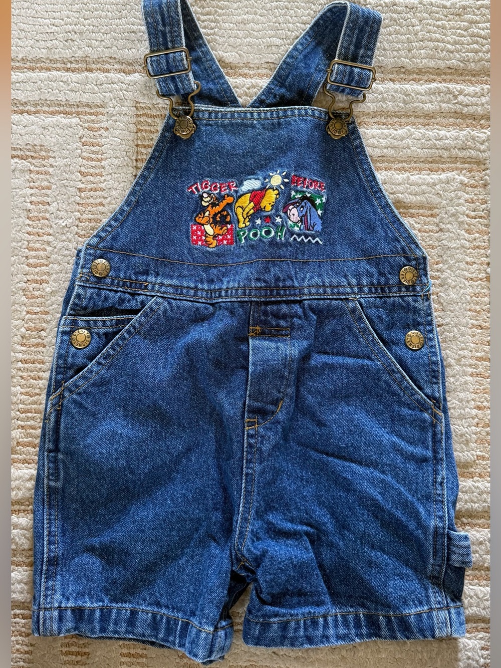 Vintage (‘99) Disney Denim Short Overalls Winnie the Pooh Embroidery 24 Months